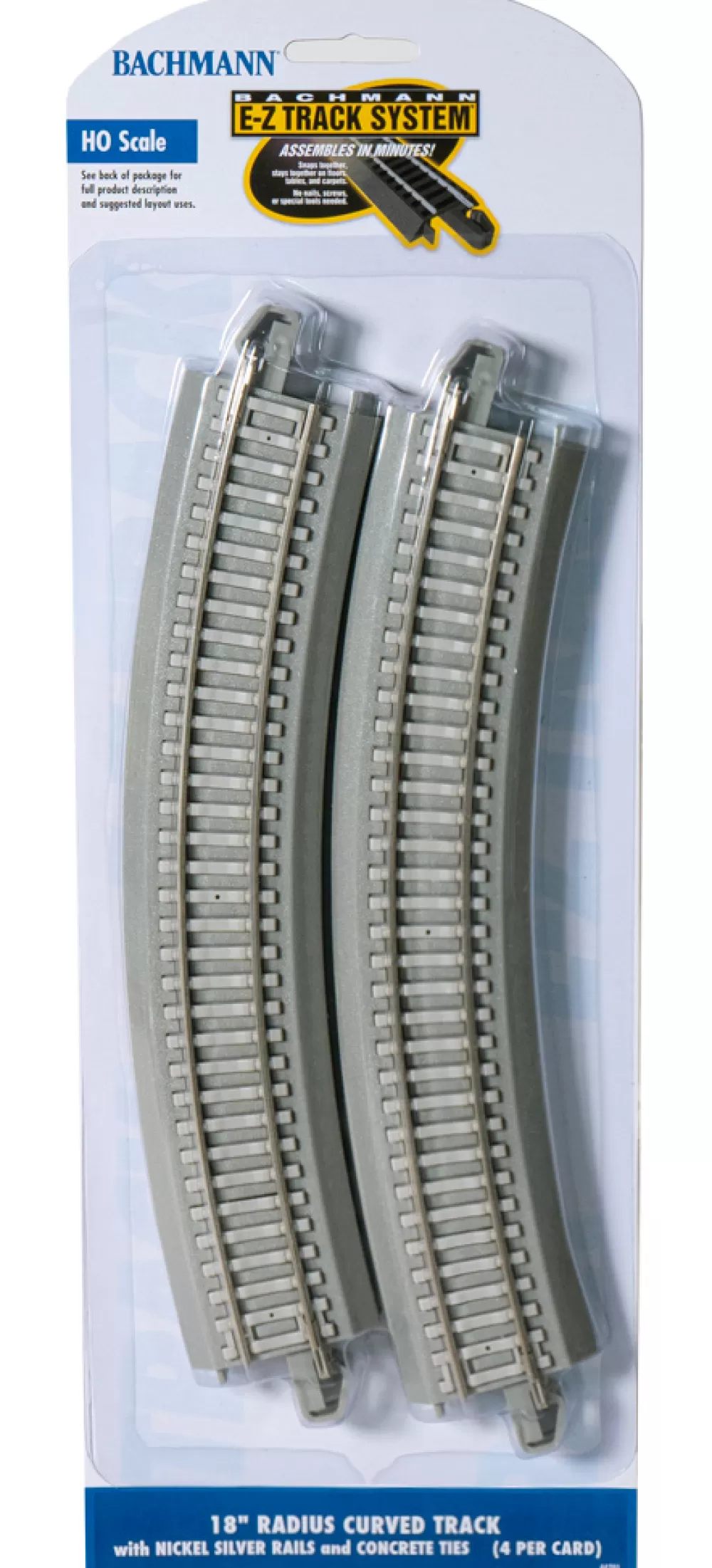 Nickel Silver W/ Gray Roadbed*Bachmann Trains 18" Radius Curved With Concrete Ties (HO Scale Nickel Silver)