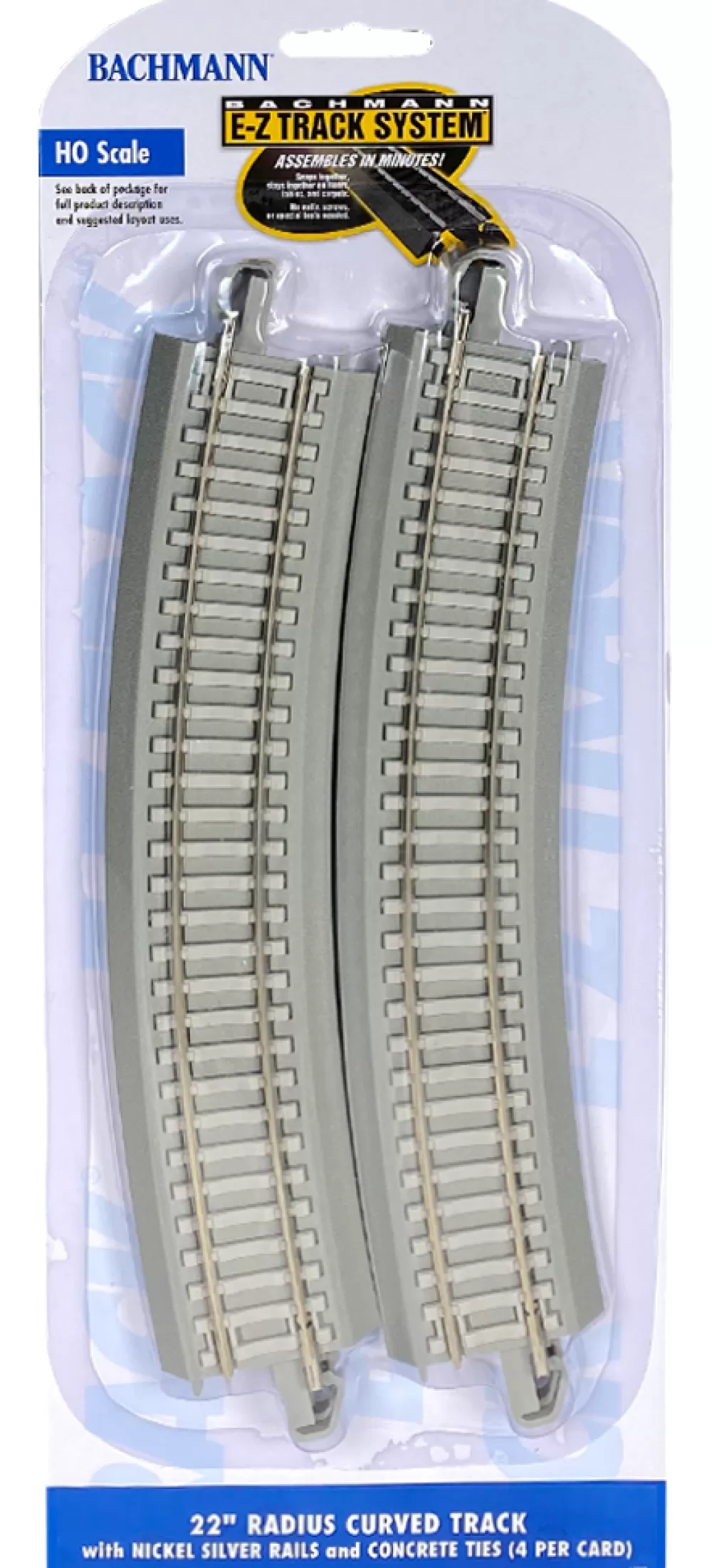 Nickel Silver W/ Gray Roadbed*Bachmann Trains 22" Radius Curved With Concrete Ties (HO Scale Nickel Silver)