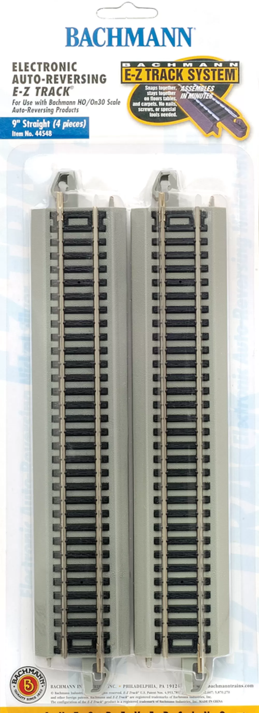 Nickel Silver W/ Gray Roadbed*Bachmann Trains 9" Straight Electronic Auto-Reversing Track (HO Scale Nickel Silver)