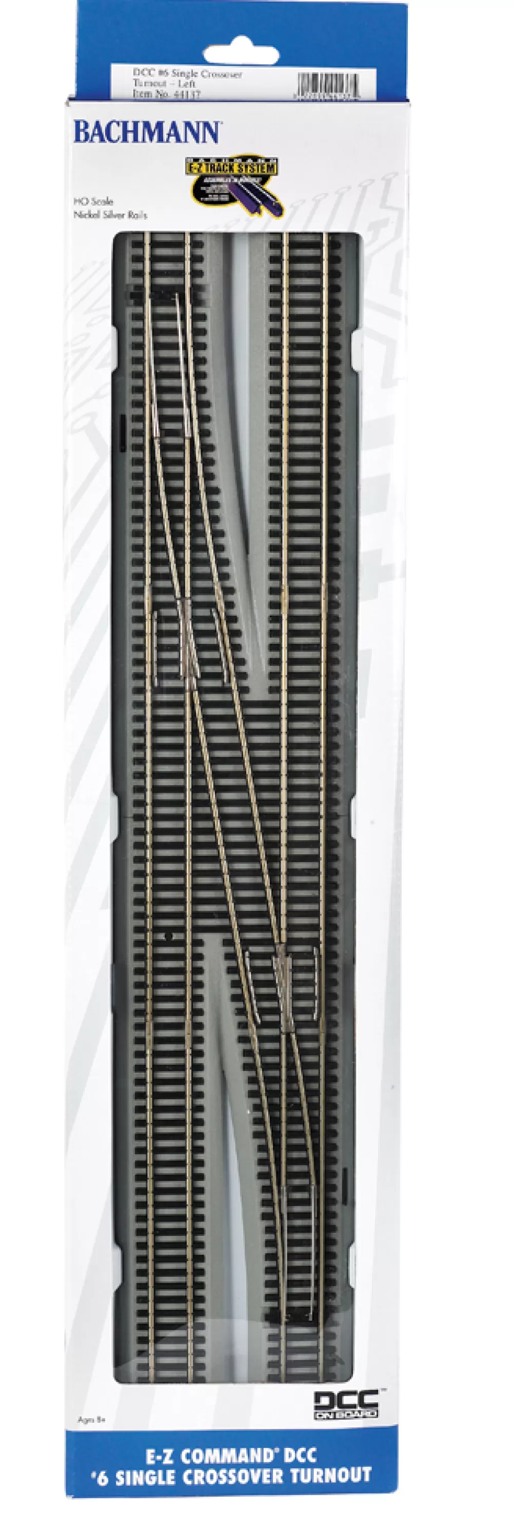Nickel Silver W/ Gray Roadbed*Bachmann Trains E-Z Command® DCC #6 Single Crossover Turnout - Left/1 Pcs (HO)
