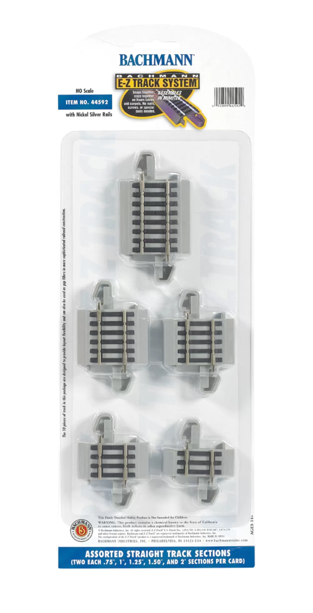 Nickel Silver W/ Gray Roadbed*Bachmann Trains E-Z Track® Connector Assortment (HO Scale)