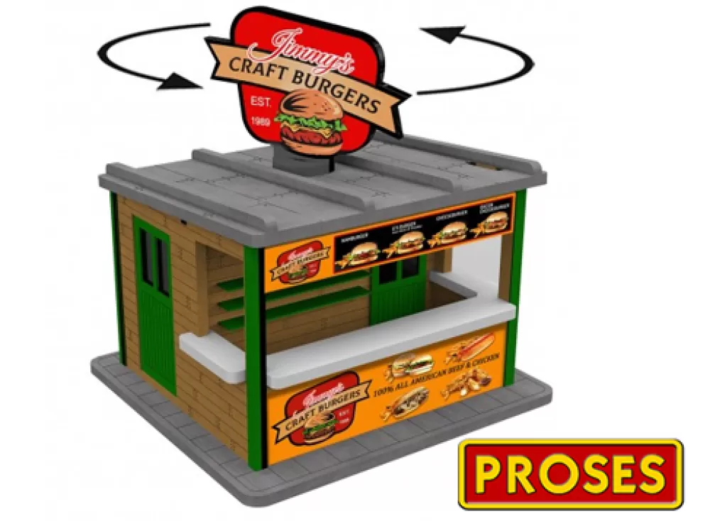General Accesories*Bachmann Trains O Scale Jimmy's Burger Stand With Light And Rotating Sign (Kit)